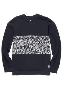 Element, Herren Sweatshirt 'Kh Panel Crewce', Schwarz / Wei&szlig;