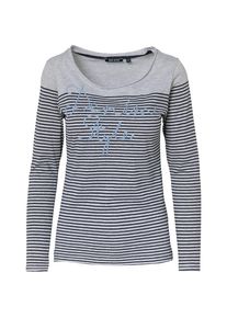 Blue, Damen Langarmshirt, Hellblau / Graumeliert / Schwarz