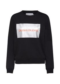 Calvin Klein Jeans, Damen Sweatshirt 'INSTIT. METALLIC BOX LOGO CN', Schwarz