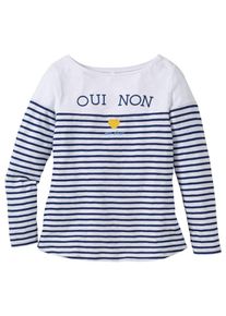sheego Casual, Damen Longsleeve, Blau / Weiß