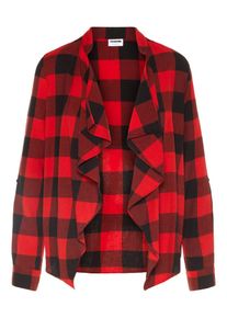 Noisy may, Damen Drapierte Strickjacke, Rot / Schwarz