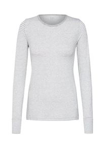 GAP, Damen Pullover 'LS FTR CREW STR', Hellgrau / Wei&szlig;