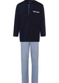 Schiesser, Herren Pyjama, Navy / Rauchblau