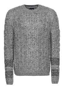 Only & Sons Only & Sons, Herren Pullover 'onsHEATH 3 STRIPED CABLE CREW NECK', Graumeliert