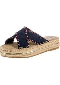 Tommy Hilfiger, Damen Pantolette 'Interlace Suede', Dunkelblau