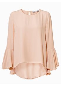 Heine, Damen Rundhalsbluse mit Ärmelvolants, Puder