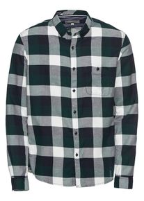Tom Tailor Denim, Herren Hemd 'check shirt Shirt 1/1', Dunkelgrün / Weiß