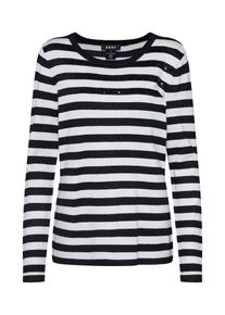 DKNY, Damen Pullover 'L/S CREW NECK LUREX STRIPE PO W/ SEQUINS', Schwarz / Weiß