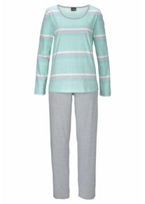 Vivance, Damen Pyjama, Graumeliert / Jade / Wei&szlig;