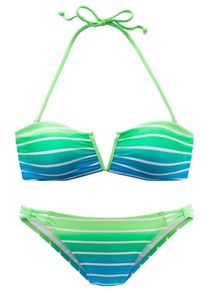 Venice Beach, Damen Bandeau-Bikini, Himmelblau / Neongrün