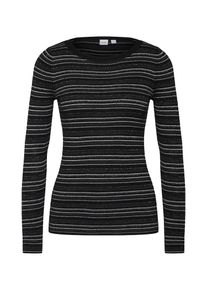 GAP, Damen Shirt 'RIBBED STRIPE PO', Grau / Schwarz