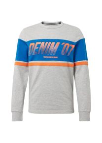 Tom Tailor Denim, Herren Sweatshirt, Royalblau / Grau / Hellorange