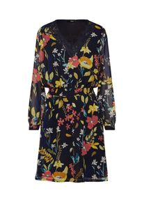 Only, Damen Kleid 'onlNORA LS', Blau / Gelb / Orangerot / Schwarz