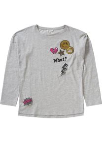 REVIEW for Teens, M&auml;dchen Langarmshirt mit Patches f&uuml;r M&auml;dchen, Grau / Mischfarben