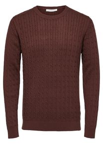 Selected Homme, Herren Strickpullover 'Zopfstrick', Rostbraun
