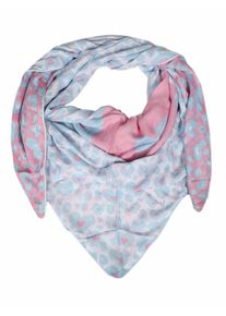 Zwillingsherz, Damen Tuch 'Leichtes Dreieck Leo Herzen', Hellblau / Rosa