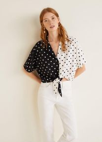 Mango, Damen Bluse 'Taxi-H', Schwarz / Weiß