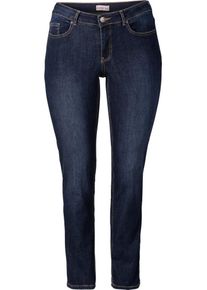 sheego Denim, Damen Schmale Stretch-Jeans 'Kira' mit Ziernähten, Blue Denim