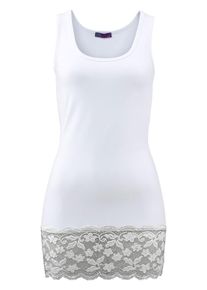 AJC, Damen Longtop 'Spitzensaum', Weiß