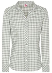 Spieth & Wensky SPIETH & WENSKY, Damen Trachtenbluse "Hering", Grau / Wei&szlig;