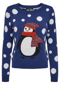 Only, Damen Strickpullover, Blau / Rot / Wei&szlig;