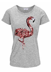 Heine, Damen Paillettenshirt, Graumeliert