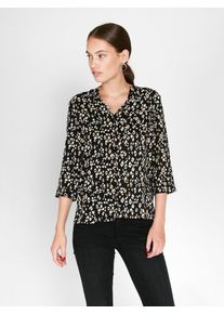 Pieces, Damen Bluse, Hellgelb / Schwarz / Weiß