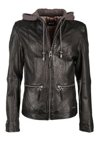 Maze, Damen Lederjacke mit stylische Kapuze ' Brayford ', Schwarz
