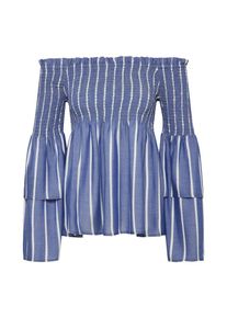 Bardot, Damen Off-Shoulder-Bluse, Rauchblau / Wei&szlig;