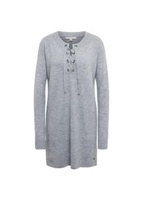 Tom Tailor Denim, Damen Dress Strick-Kleid mit Schn&uuml;rung, Grau