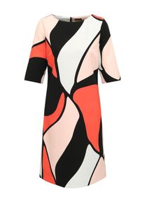 Apart, Damen Kleid mit grafischem Print, Dunkelorange / Rosa / Schwarz / Weiß