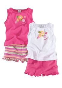 Klitzeklein, M&auml;dchen T-Shirt & Shorts (Packung, 4-tlg.), Pink / Wei&szlig;