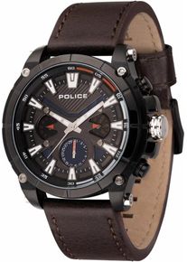 Police, Herren Multifunktionsuhr 'OPERATOR, PL14832JSB.02', Dunkelbraun / Schwarz