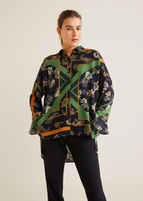 Mango, Damen Bluse, Hellbeige / Blau / Grün / Dunkelorange / Schwarz / Weiß