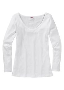 sheego Casual, Damen Langarmshirt aus weicher Shirtware, Wei&szlig;