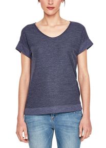 s.Oliver RED LABEL, Damen Shirt in Strick-Optik, Blaumeliert