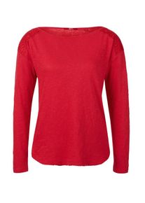 s.Oliver RED LABEL, Damen Slub-Shirt mit Spitze, Rot