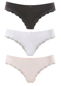 Lascana, Damen Brasilslips (3 Stck.), Rosa / Schwarz / Wei&szlig;