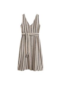 Mango, Damen Kleid 'Rayas', Graumeliert / Weißmeliert