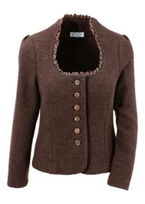 HANNAH, Damen Trachtenwalkblazer mit Schulterpolstern, Braun
