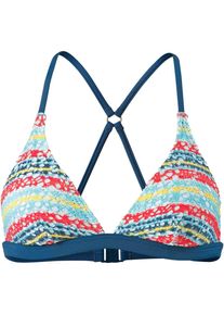 Esprit, Damen Bikini Oberteil 'Lincoln Beach', Türkis / Gelb / Hellrot
