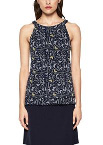 s.Oliver BLACK LABEL, Damen Mesh-Top, Marine / Gelb / Hellgrau