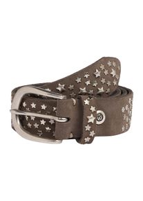 B.belt Handmade In Germany, Damen Ledergürtel mit Sternchen-Nieten, Taupe