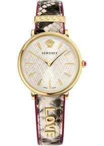 Versace, Damen Schweizer Uhr 'VBP080017' (Set, 2 tlg.), Gold / Weinrot / Schwarz / Perlweiß