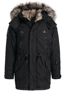 Khujo, Herren Parka 'UNKAR SOLID WITH INNER FUR JACKET', Schwarz