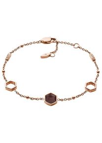 Fossil, Damen Armband 'Classics, JF03061791', Braun / Rosegold