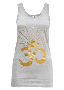 YOGISTAR.COM, Damen Tank-top 'Om Sunray', Gold / Graumeliert