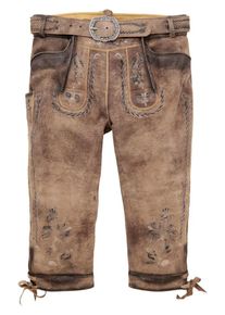 Marjo, Herren Trachtenlederhose 3/4 mit Stickerei, Brokat