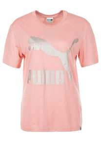 Puma, Damen T-Shirt 'CLASSICS LOGO TEE', Rosa / Silber