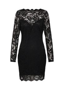 Missguided, Damen Kleid 'Scallop Neck Long Sleeve Lace Mini', Schwarz